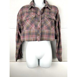 Size Medium Arizona Co. Plaid Button-Up Cropped Shirt
